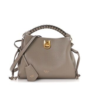Mulberry Taupe Pebbled Leather Shoulder Bag with Braided Handle